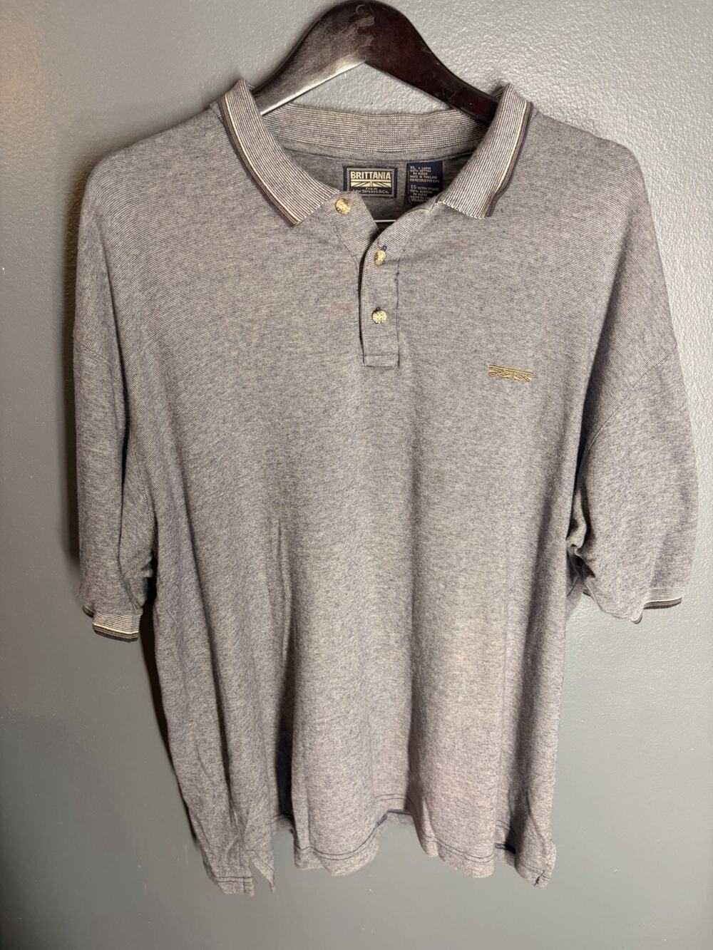 Brittania Shirt Mens XL Gray Polo Golf Short Sleeve Solid Levi Strauss & Co. •